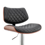 45" Black Faux Leather Adjustable Swivel Bar Stool With Back 17 45" Black Faux Leather Adjustable Swivel Bar Stool With Back