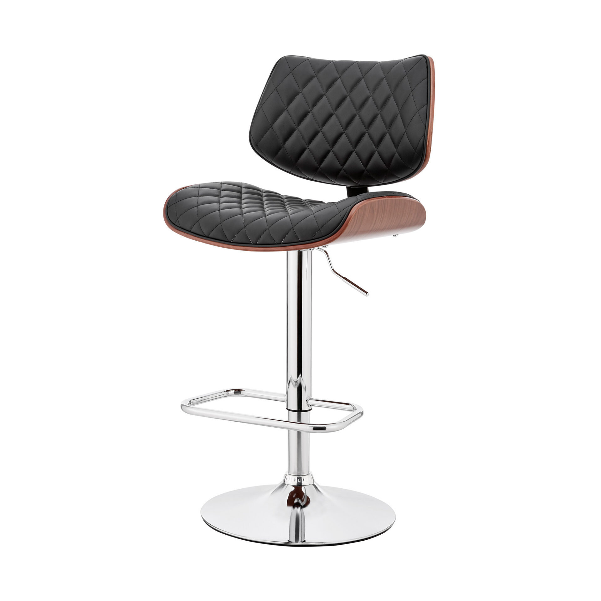 45" Black Faux Leather Adjustable Swivel Bar Stool With Back 7 45" Black Faux Leather Adjustable Swivel Bar Stool With Back - Image 7