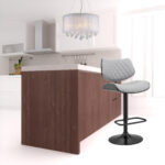 45" Gray Faux Leather Adjustable Swivel Bar Stool 11 45" Gray Faux Leather Adjustable Swivel Bar Stool