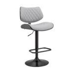 45" Gray Faux Leather Adjustable Swivel Bar Stool 10 45" Gray Faux Leather Adjustable Swivel Bar Stool