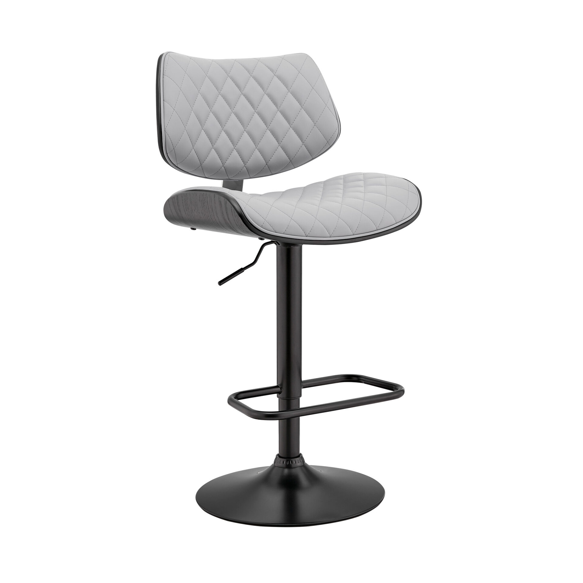 45" Gray Faux Leather Adjustable Swivel Bar Stool 1 45" Gray Faux Leather Adjustable Swivel Bar Stool