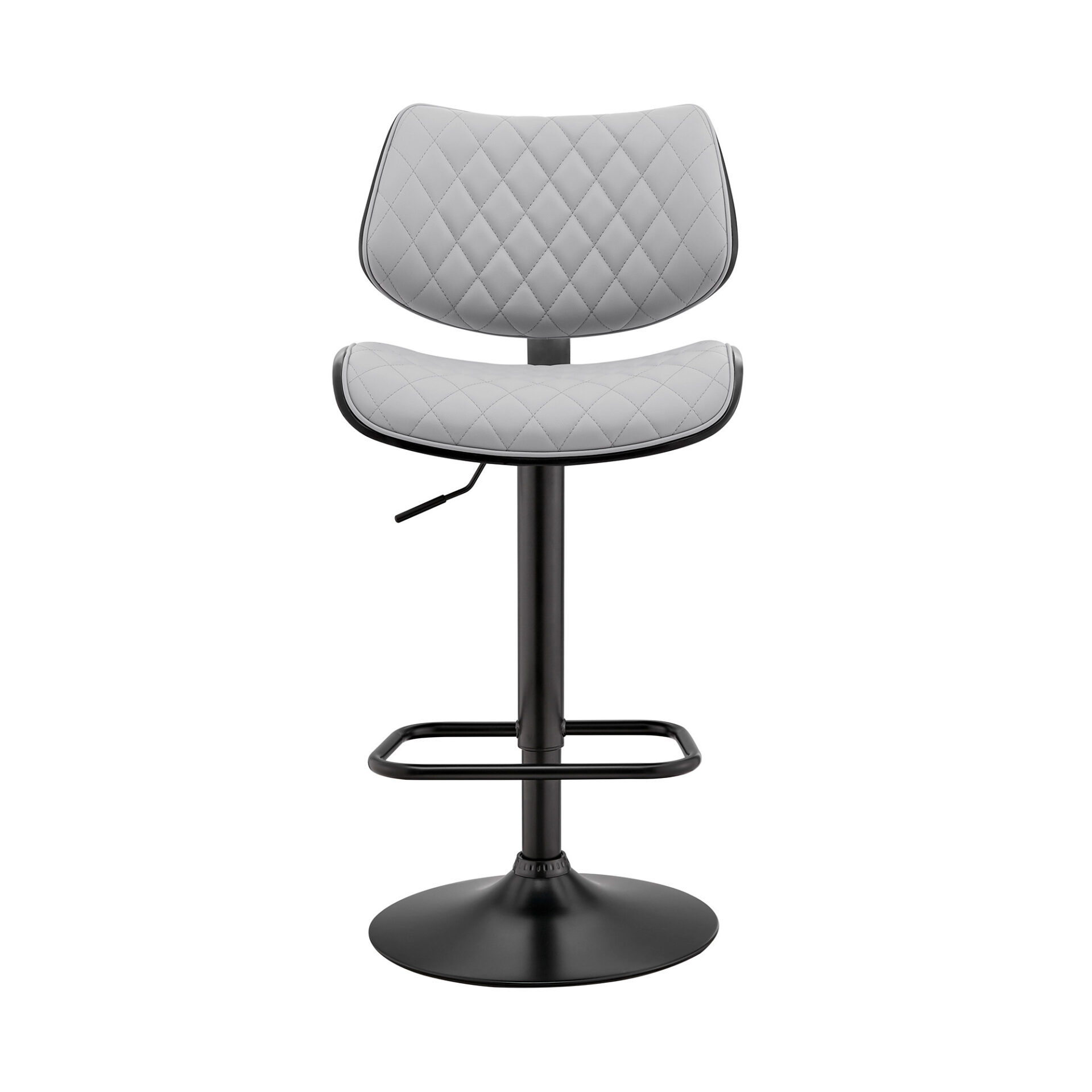 45" Gray Faux Leather Adjustable Swivel Bar Stool 3 45" Gray Faux Leather Adjustable Swivel Bar Stool - Image 3
