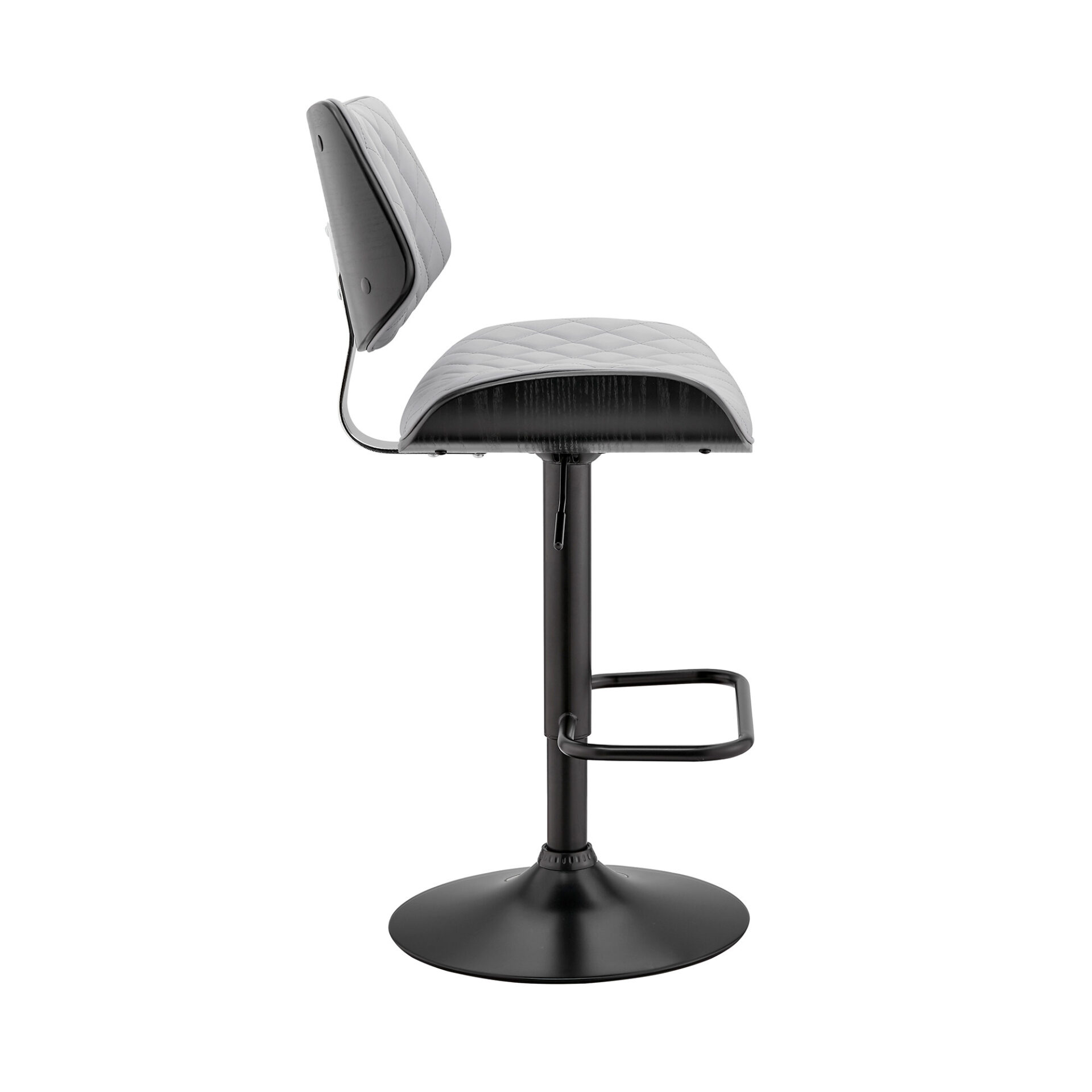 45" Gray Faux Leather Adjustable Swivel Bar Stool 4 45" Gray Faux Leather Adjustable Swivel Bar Stool - Image 4