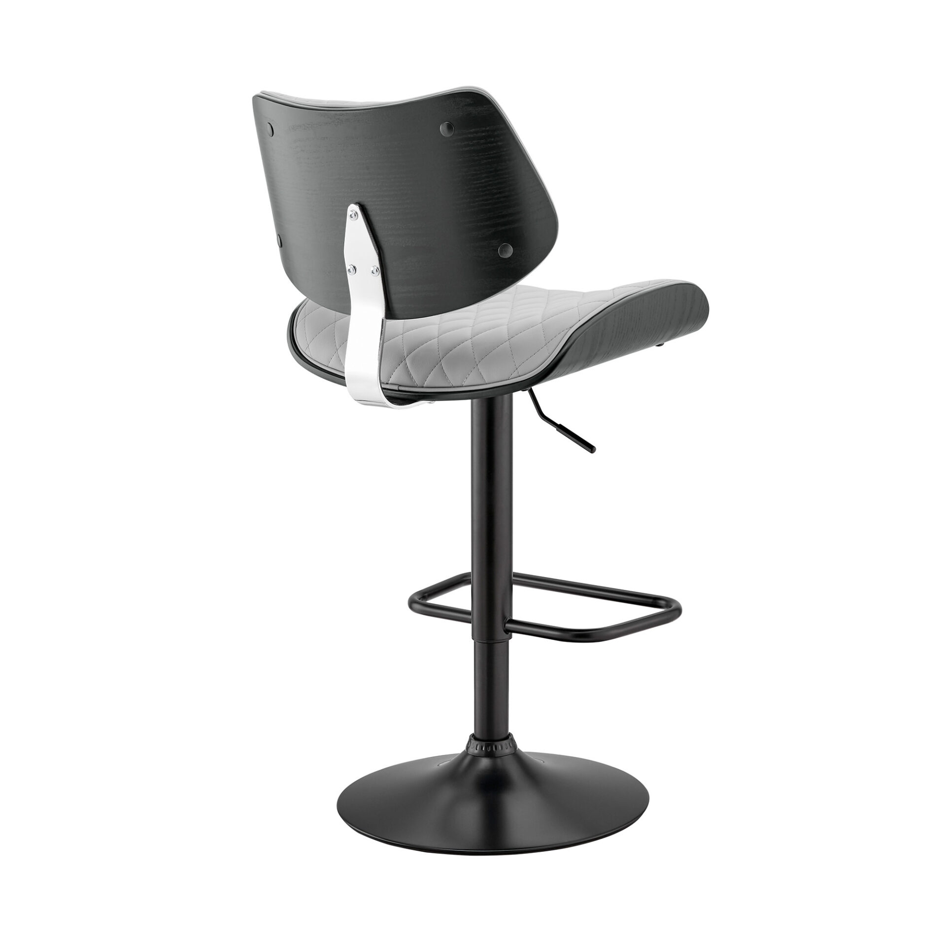 45" Gray Faux Leather Adjustable Swivel Bar Stool 5 45" Gray Faux Leather Adjustable Swivel Bar Stool - Image 5
