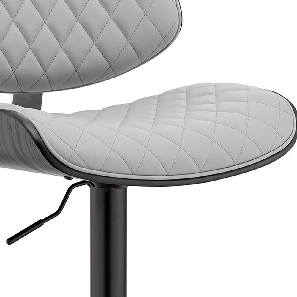 45" Gray Faux Leather Adjustable Swivel Bar Stool 8 45" Gray Faux Leather Adjustable Swivel Bar Stool - Image 8