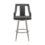 41 Inch Gray Faux Leather Swivel Counter Height Bar Stool