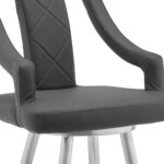 41 Inch Gray Faux Leather Swivel Counter Height Bar Stool