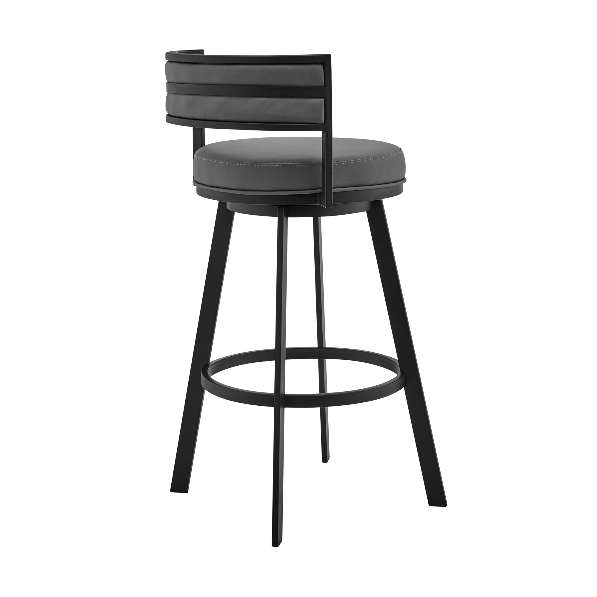26" Gray Faux Leather Swivel Counter Height Bar Stool with Footrest 4 26" Gray Faux Leather Swivel Counter Height Bar Stool with Footrest - Image 4