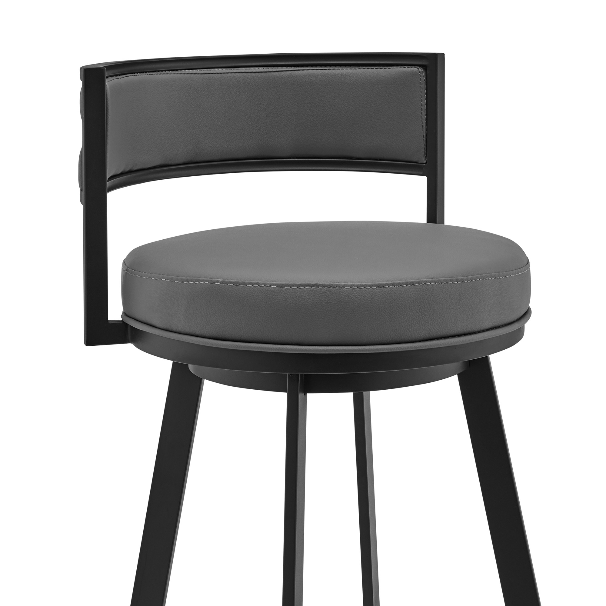26" Gray Faux Leather Swivel Counter Height Bar Stool with Footrest 5 26" Gray Faux Leather Swivel Counter Height Bar Stool with Footrest - Image 5