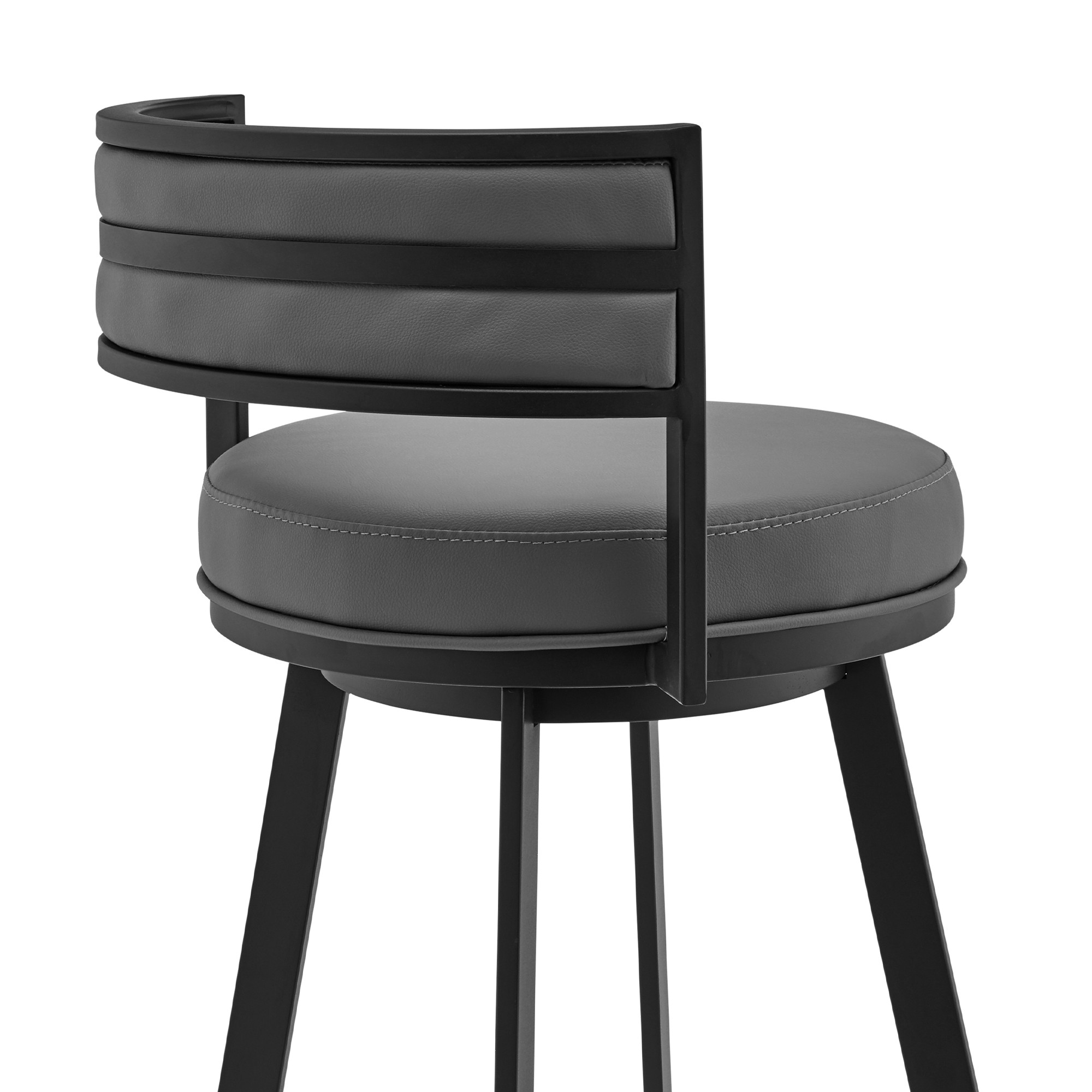 26" Gray Faux Leather Swivel Counter Height Bar Stool with Footrest 6 26" Gray Faux Leather Swivel Counter Height Bar Stool with Footrest - Image 6
