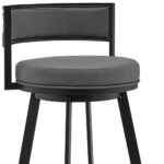 26" Gray Faux Leather Swivel Counter Height Bar Stool with Footrest 15 26" Gray Faux Leather Swivel Counter Height Bar Stool with Footrest
