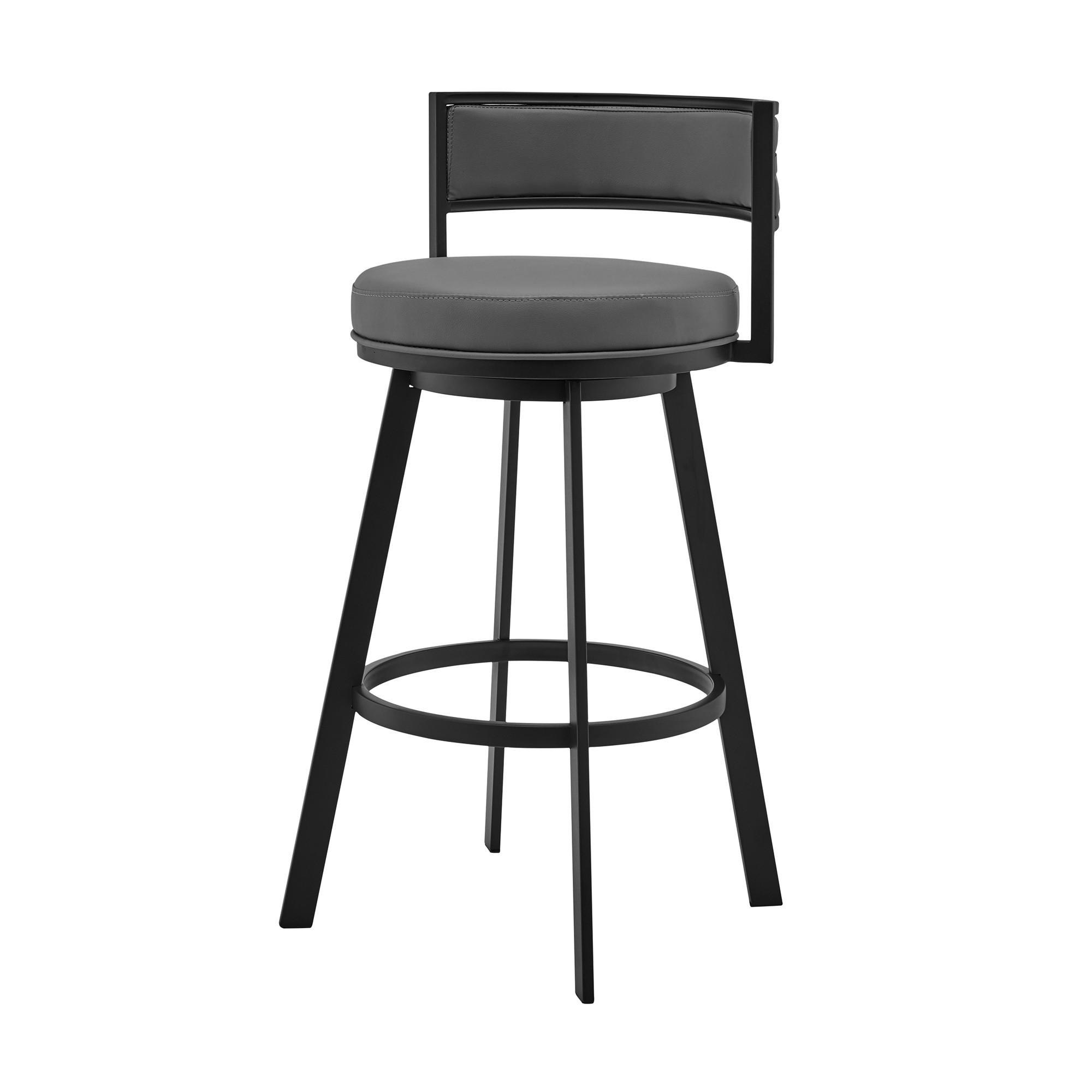 26" Gray Faux Leather Swivel Counter Height Bar Stool with Footrest 8 26" Gray Faux Leather Swivel Counter Height Bar Stool with Footrest - Image 8