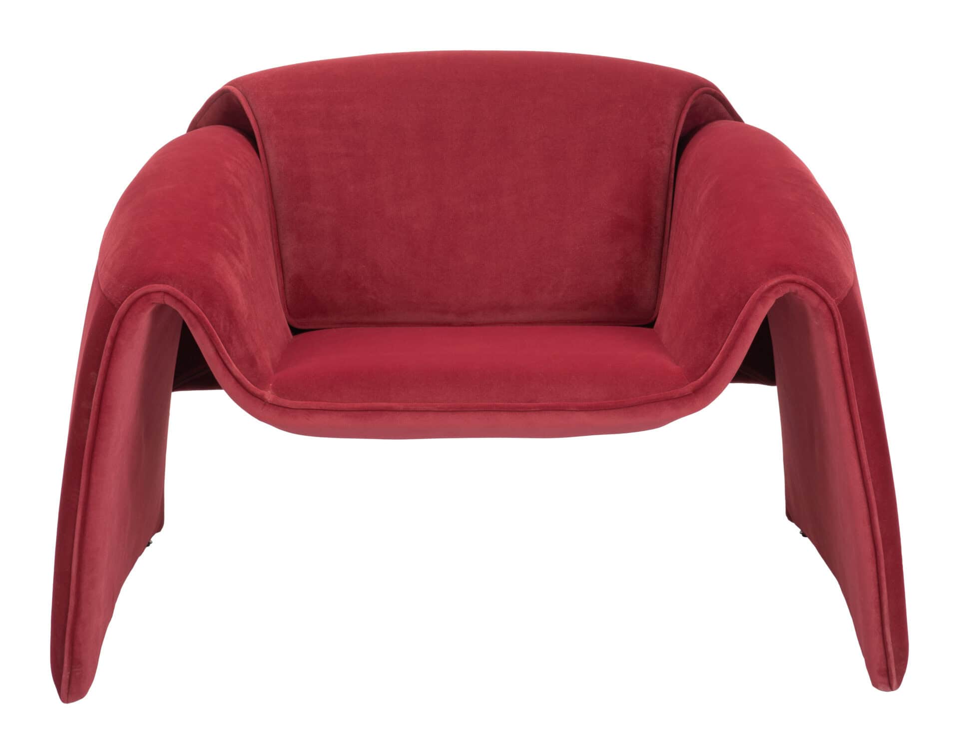 Red Velvet Accent Chair with Sturdy Steel Frame and Armrests 6 Red Velvet Accent Chair with Sturdy Steel Frame and Armrests - Image 6