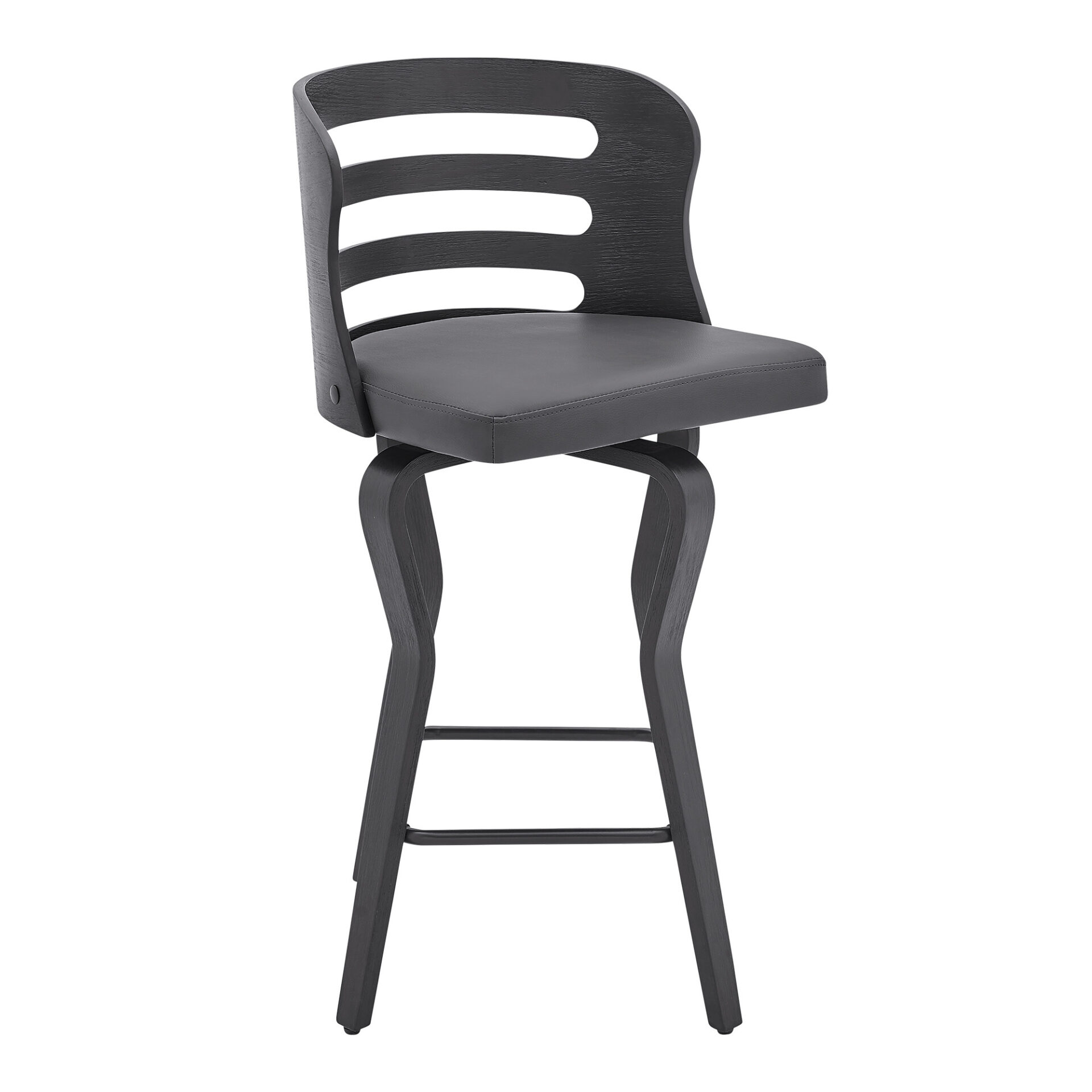 35" Gray Faux Leather Swivel Counter Height Bar Stool 1 35" Gray Faux Leather Swivel Counter Height Bar Stool