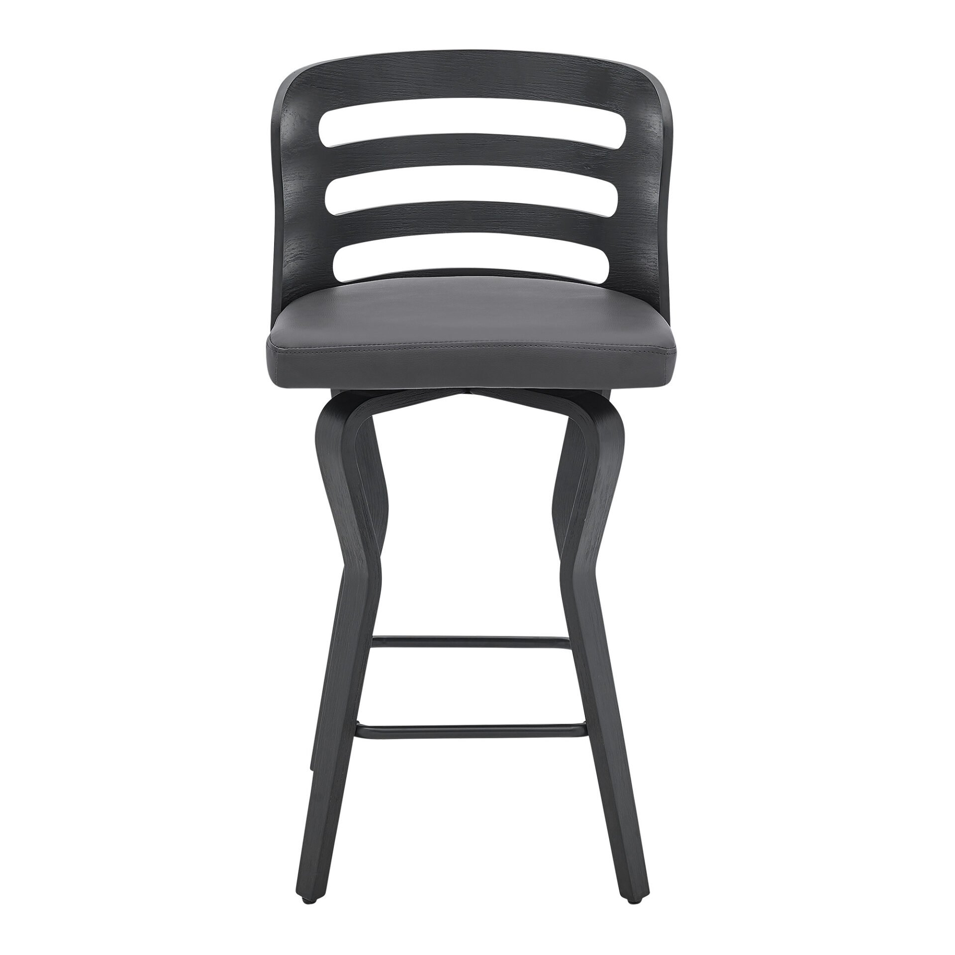 35" Gray Faux Leather Swivel Counter Height Bar Stool 3 35" Gray Faux Leather Swivel Counter Height Bar Stool - Image 3