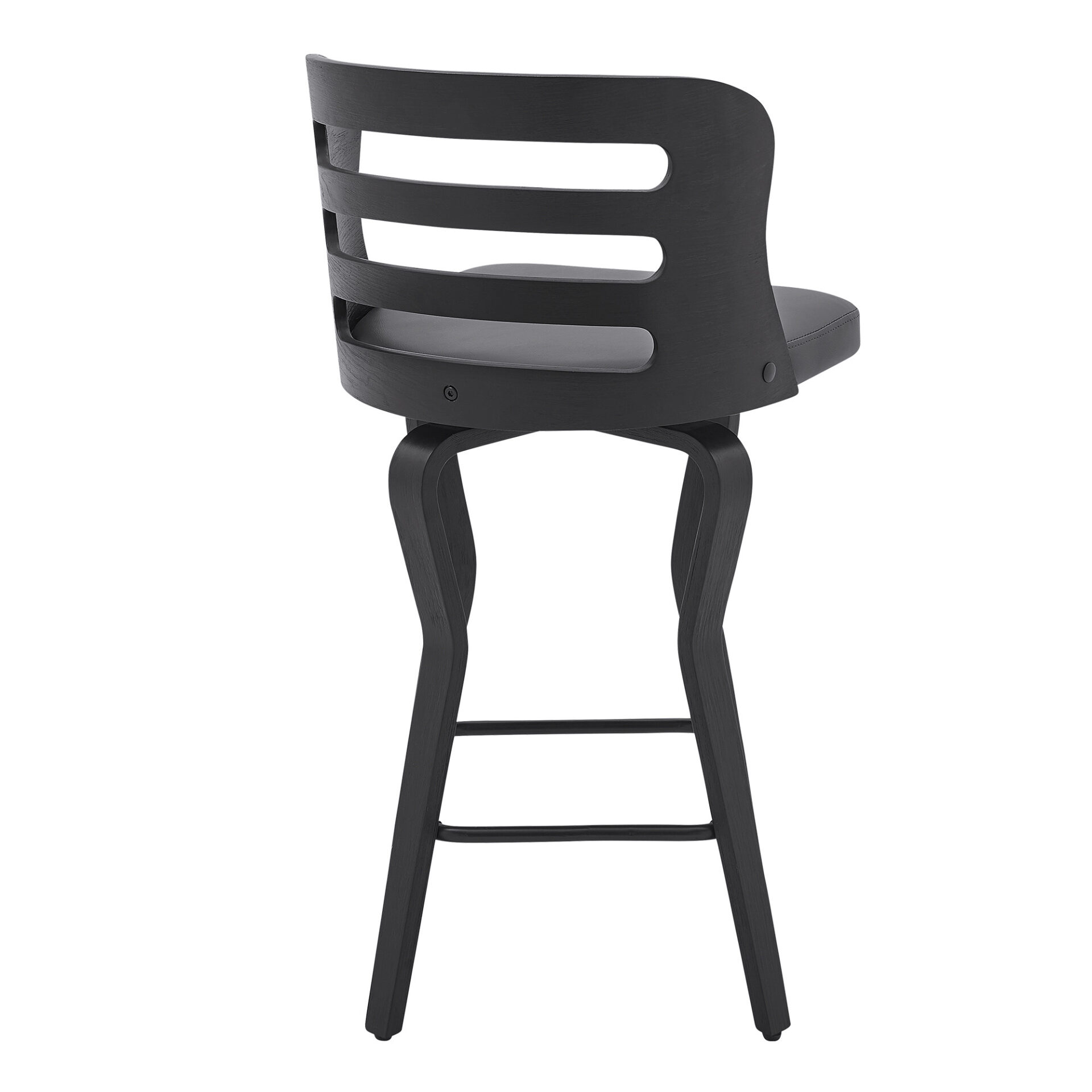 35" Gray Faux Leather Swivel Counter Height Bar Stool 5 35" Gray Faux Leather Swivel Counter Height Bar Stool - Image 5