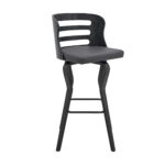 39" Matte Black And Gray Swivel Full Back Bar Stool 10 39" Matte Black And Gray Swivel Full Back Bar Stool