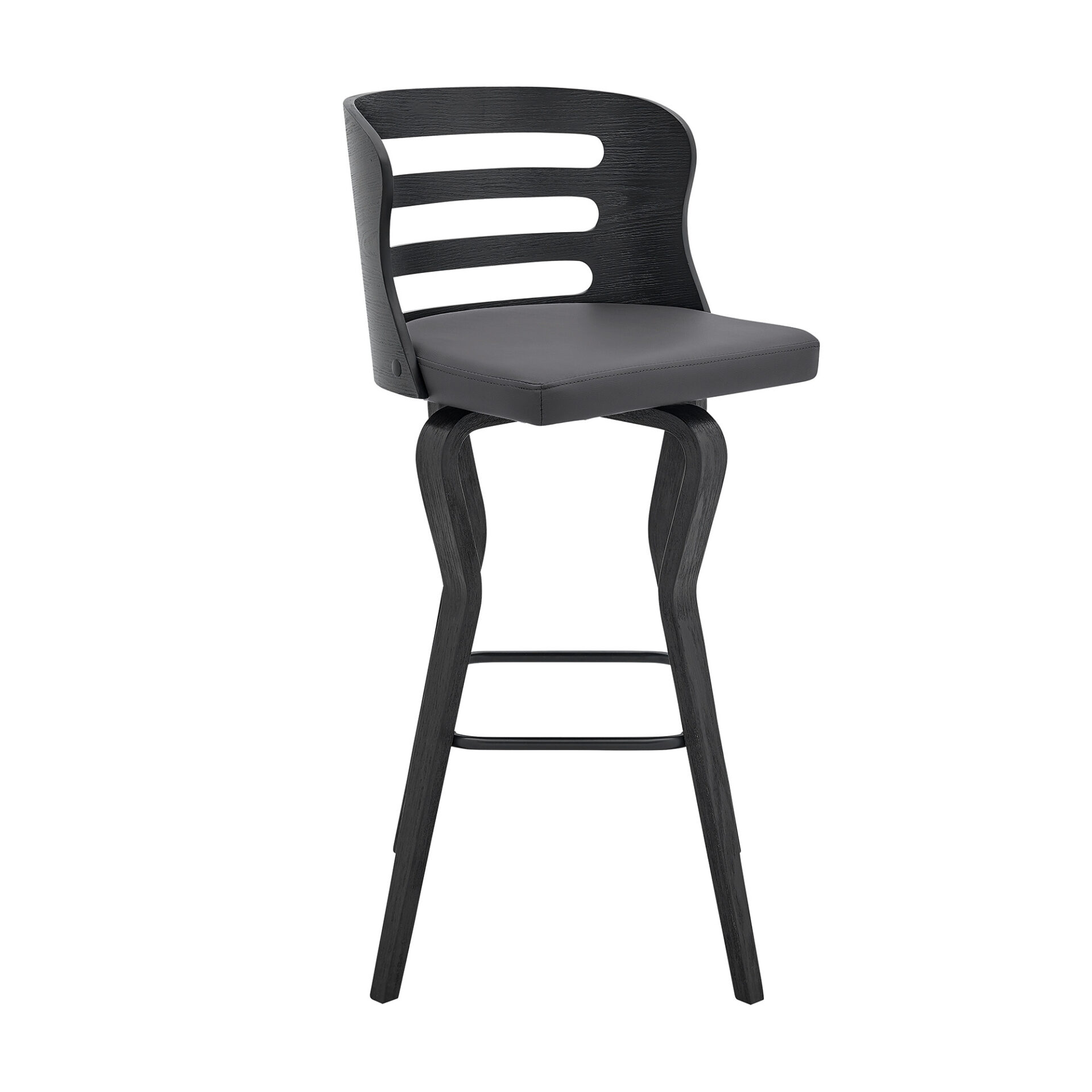 39" Matte Black And Gray Swivel Full Back Bar Stool 1 39" Matte Black And Gray Swivel Full Back Bar Stool