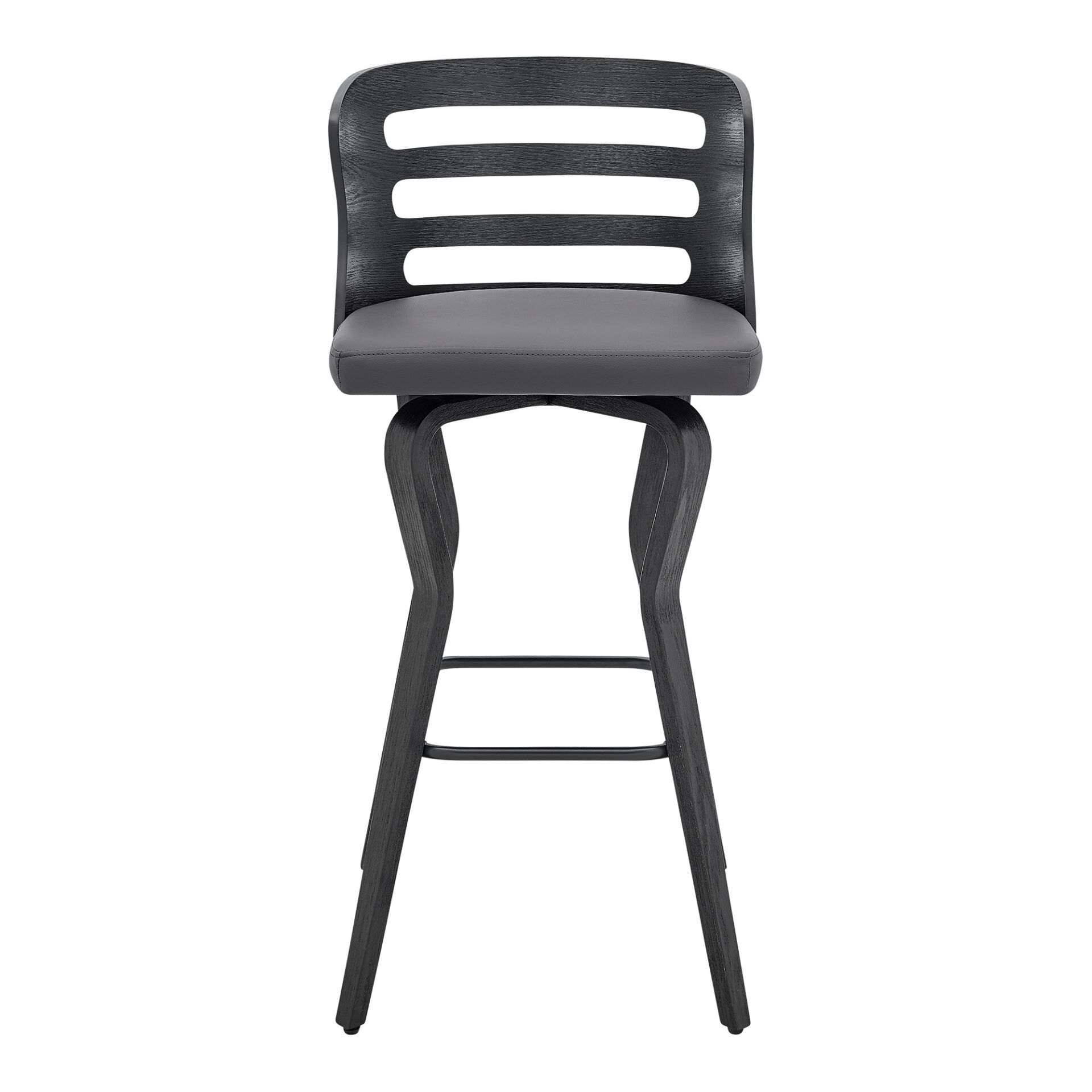 39" Matte Black And Gray Swivel Full Back Bar Stool 3 39" Matte Black And Gray Swivel Full Back Bar Stool - Image 3