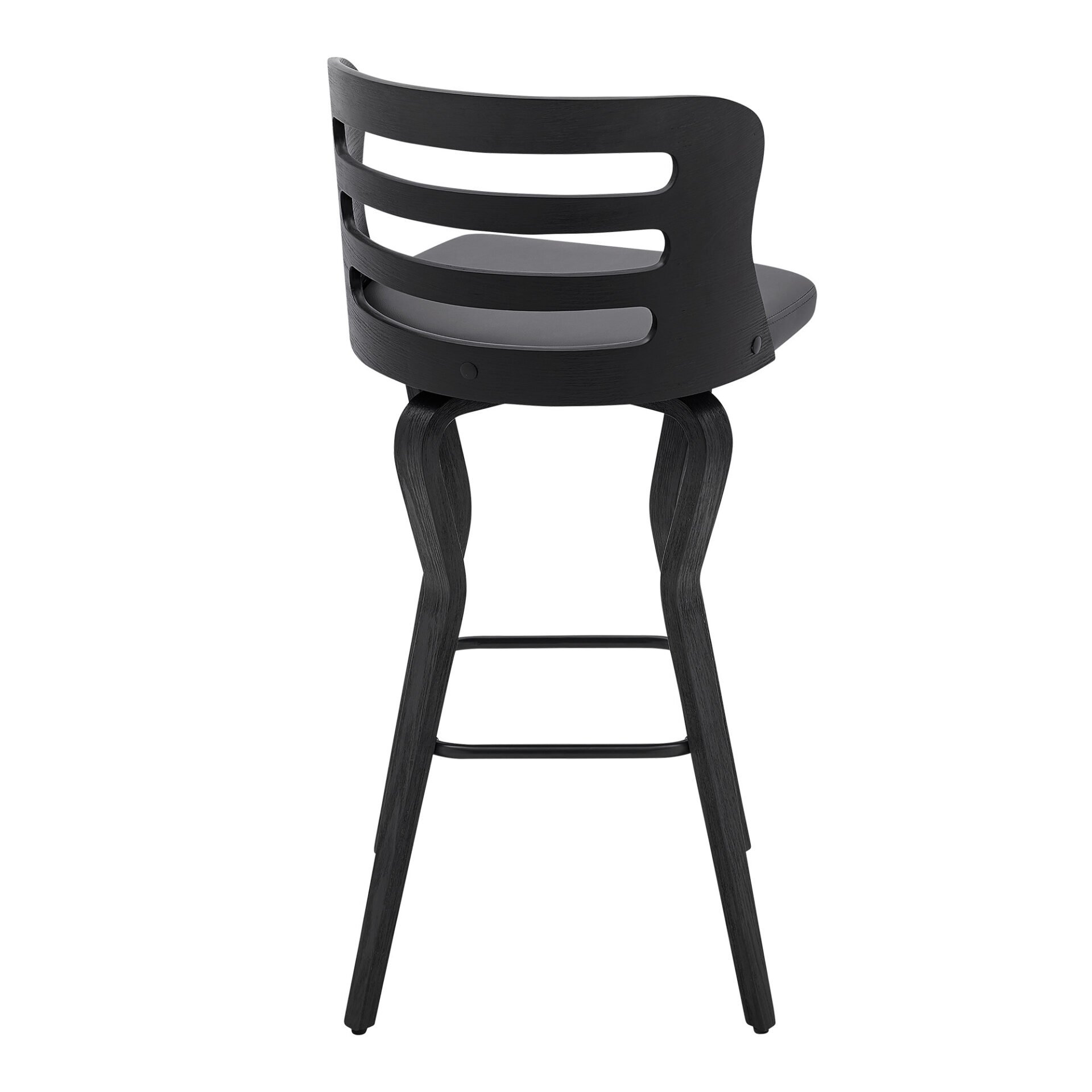 39" Matte Black And Gray Swivel Full Back Bar Stool 5 39" Matte Black And Gray Swivel Full Back Bar Stool - Image 5