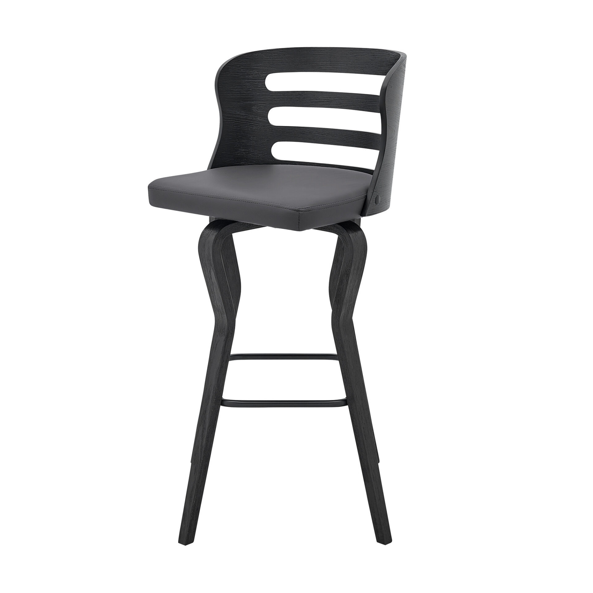 39" Matte Black And Gray Swivel Full Back Bar Stool 7 39" Matte Black And Gray Swivel Full Back Bar Stool - Image 7