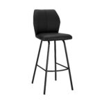 26" Black Faux Leather and Iron Counter Height Bar Stool