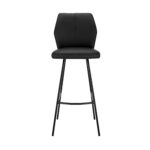 26" Black Faux Leather and Iron Counter Height Bar Stool