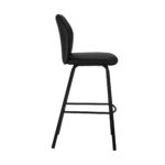 26" Black Faux Leather and Iron Counter Height Bar Stool