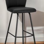 26" Black Faux Leather and Iron Counter Height Bar Stool