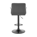45 Inch Gray Faux Leather Adjustable Swivel Bar Stool With Arms