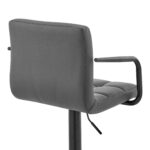 45 Inch Gray Faux Leather Adjustable Swivel Bar Stool With Arms