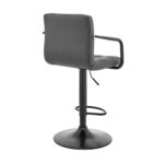 45 Inch Gray Faux Leather Adjustable Swivel Bar Stool With Arms