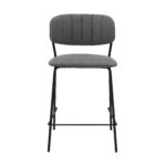 26" Modern Gray Faux Leather Bar Stool with Black Frame