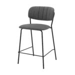 26" Modern Gray Faux Leather Bar Stool with Black Frame