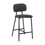 26-Inch Gray and Black Faux Leather Bar Stool
