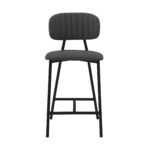 26-Inch Gray and Black Faux Leather Bar Stool