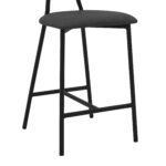 26-Inch Gray and Black Faux Leather Bar Stool