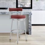 26" Red and Silver Swivel Counter Height Bar Stool with Footrest 18 26" Red and Silver Swivel Counter Height Bar Stool with Footrest