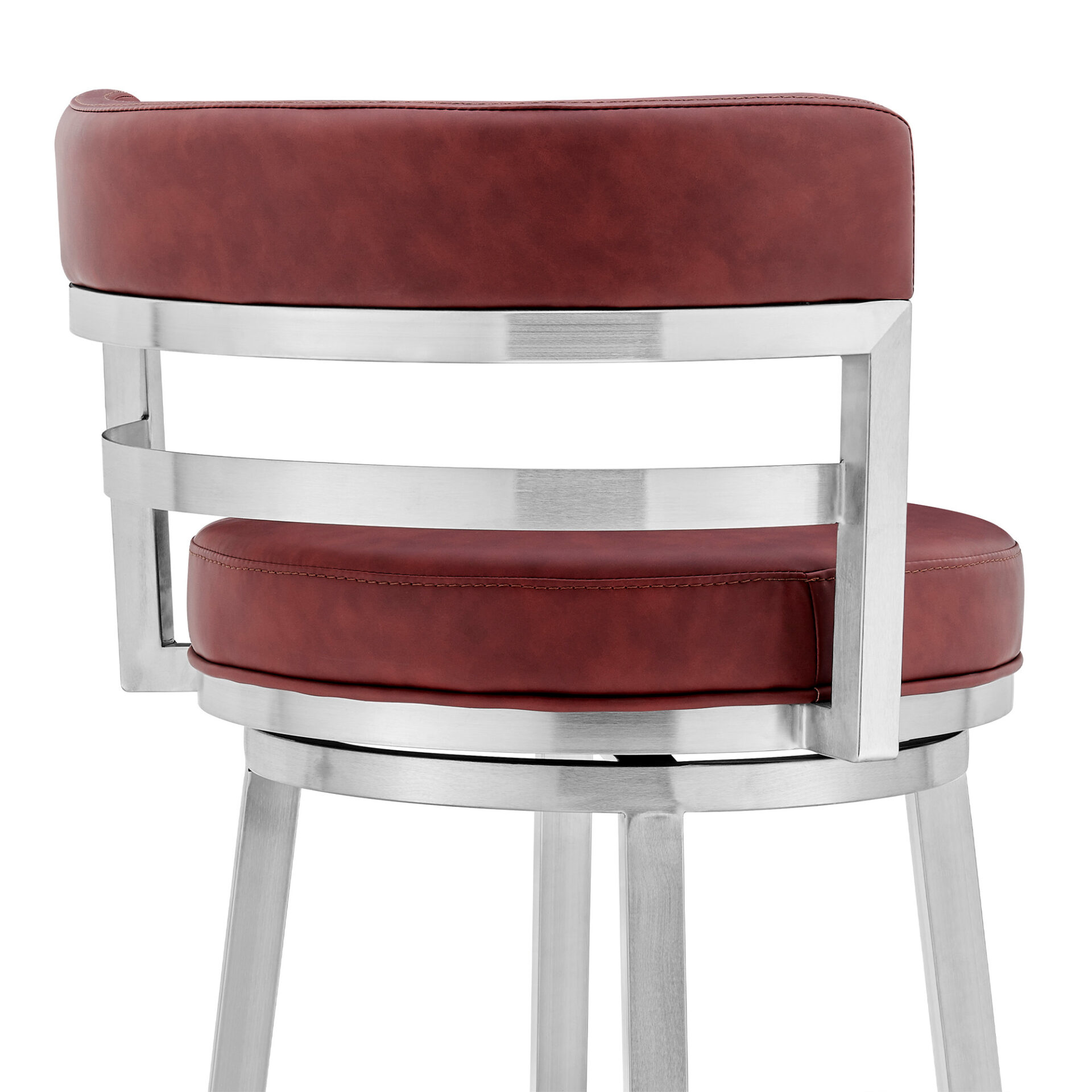 26" Red and Silver Swivel Counter Height Bar Stool with Footrest 6 26" Red and Silver Swivel Counter Height Bar Stool with Footrest - Image 6