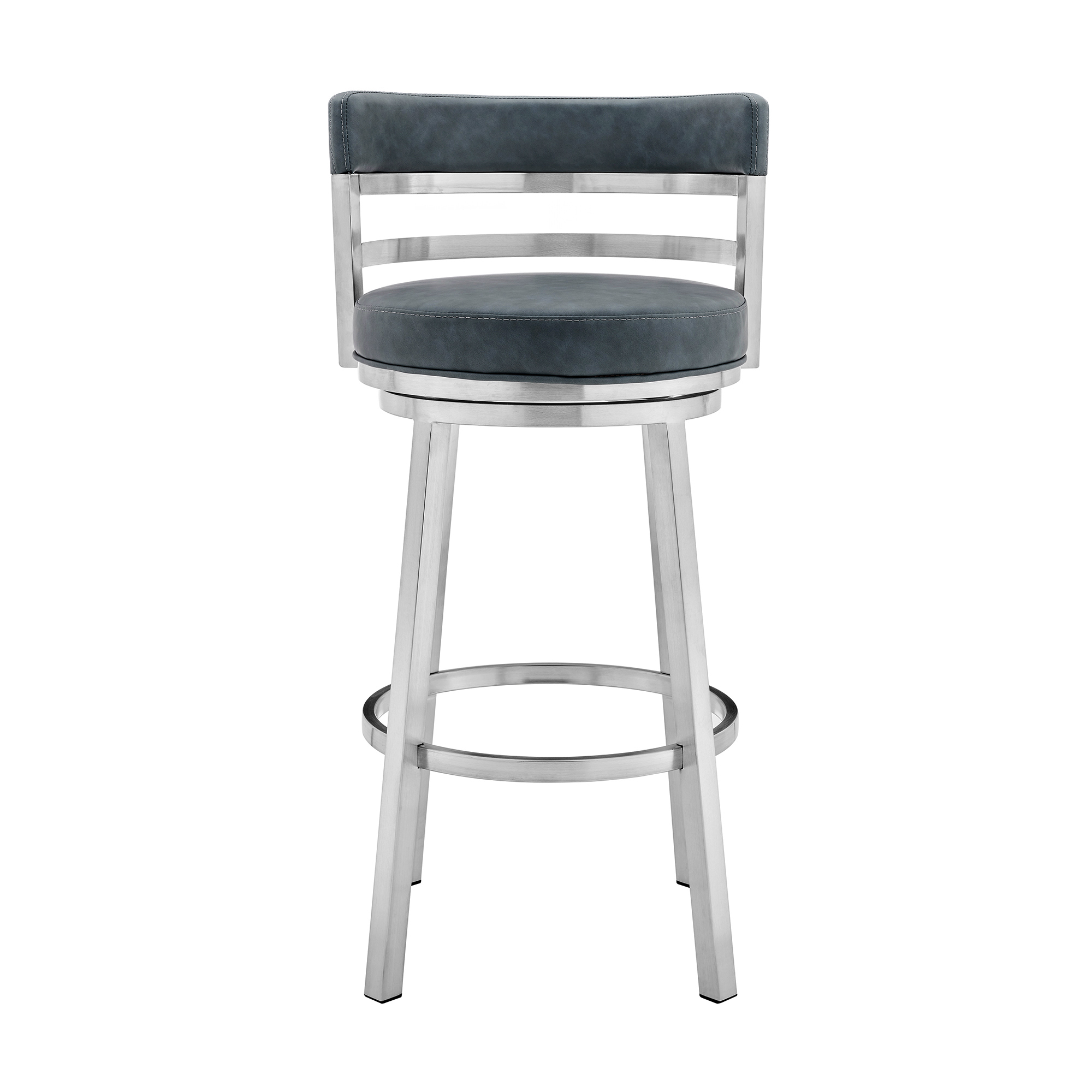 26 Inch Blue and Silver Swivel Counter Height Bar Stool 3 26 Inch Blue and Silver Swivel Counter Height Bar Stool - Image 3