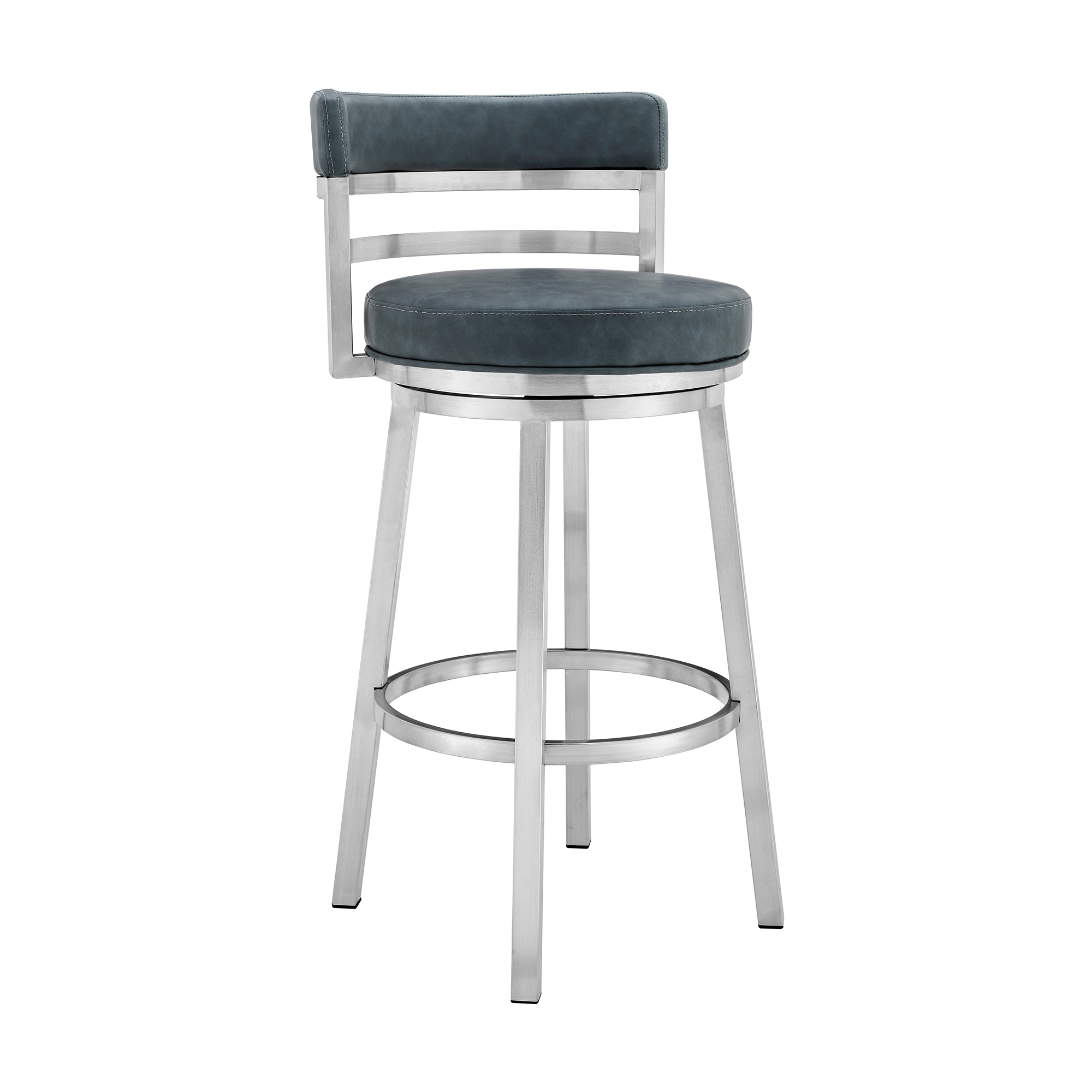 26 Inch Blue and Silver Swivel Counter Height Bar Stool 2 26 Inch Blue and Silver Swivel Counter Height Bar Stool - Image 2