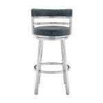 30" Blue Faux Leather Swivel Low Back Bar Stool