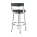 30" Blue Faux Leather Swivel Low Back Bar Stool