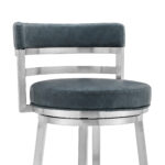 30" Blue Faux Leather Swivel Low Back Bar Stool