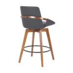 26 Inch Gray Faux Leather and Walnut Wood Swivel Bar Stool 15 26 Inch Gray Faux Leather and Walnut Wood Swivel Bar Stool