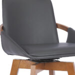 26 Inch Gray Faux Leather and Walnut Wood Swivel Bar Stool 17 26 Inch Gray Faux Leather and Walnut Wood Swivel Bar Stool