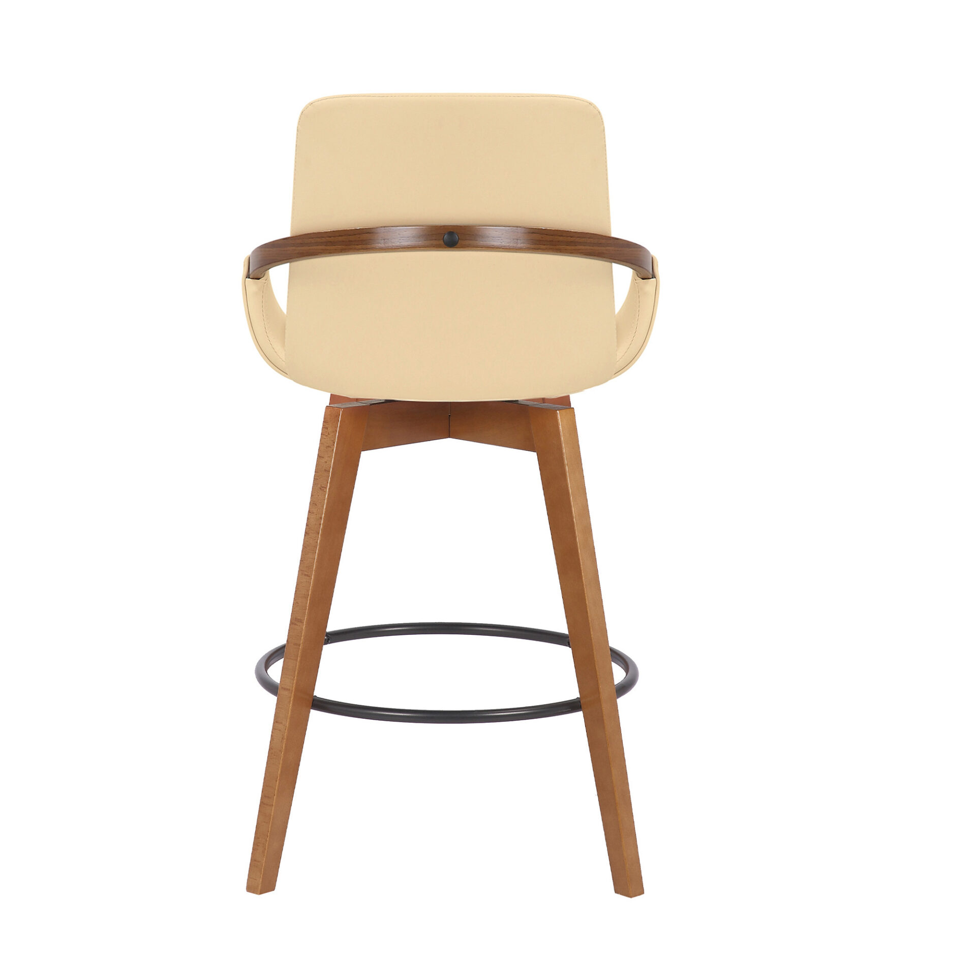 27-Inch Cream and Black Iron Swivel Counter Height Bar Stool 6 27-Inch Cream and Black Iron Swivel Counter Height Bar Stool - Image 6