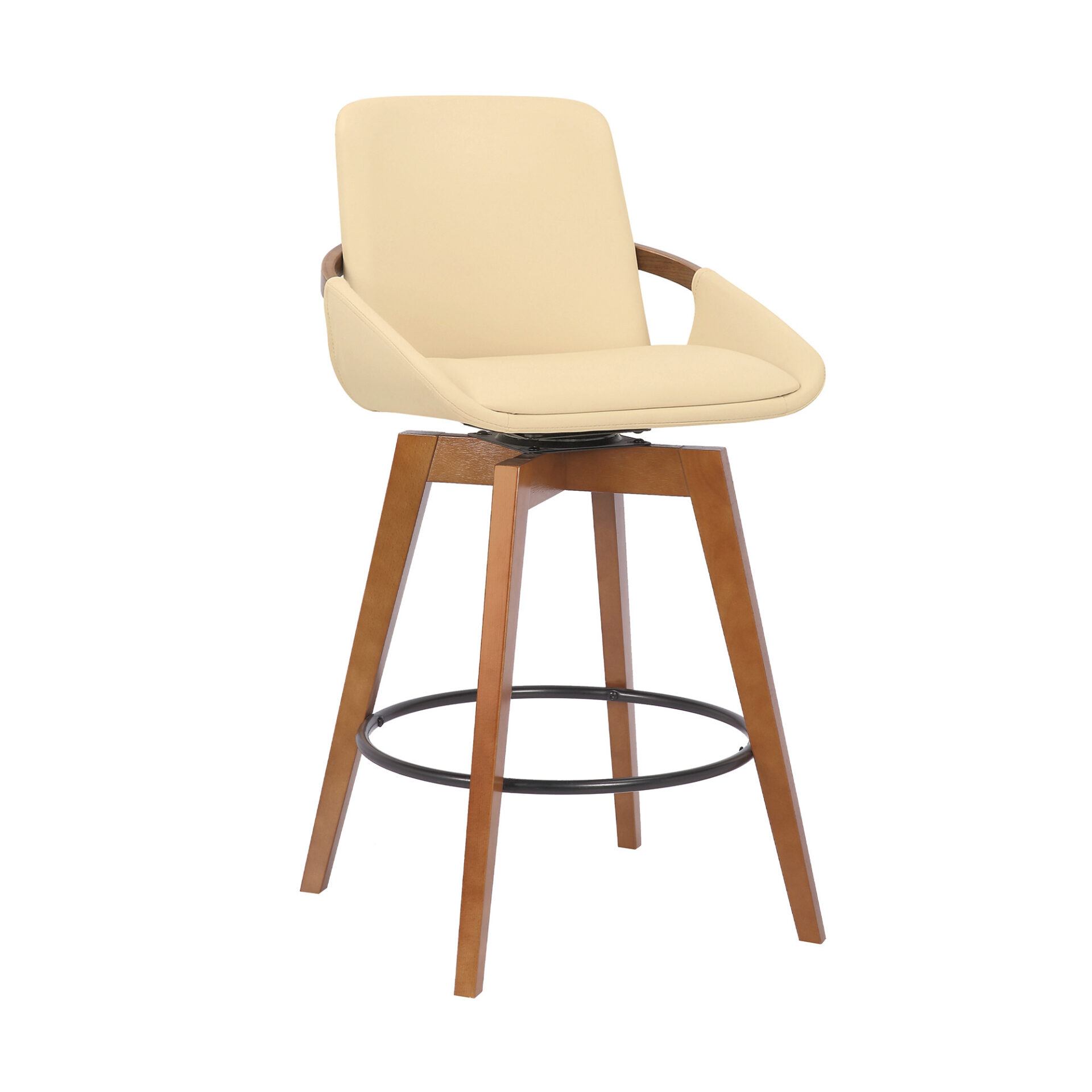 27-Inch Cream and Black Iron Swivel Counter Height Bar Stool 1 27-Inch Cream and Black Iron Swivel Counter Height Bar Stool
