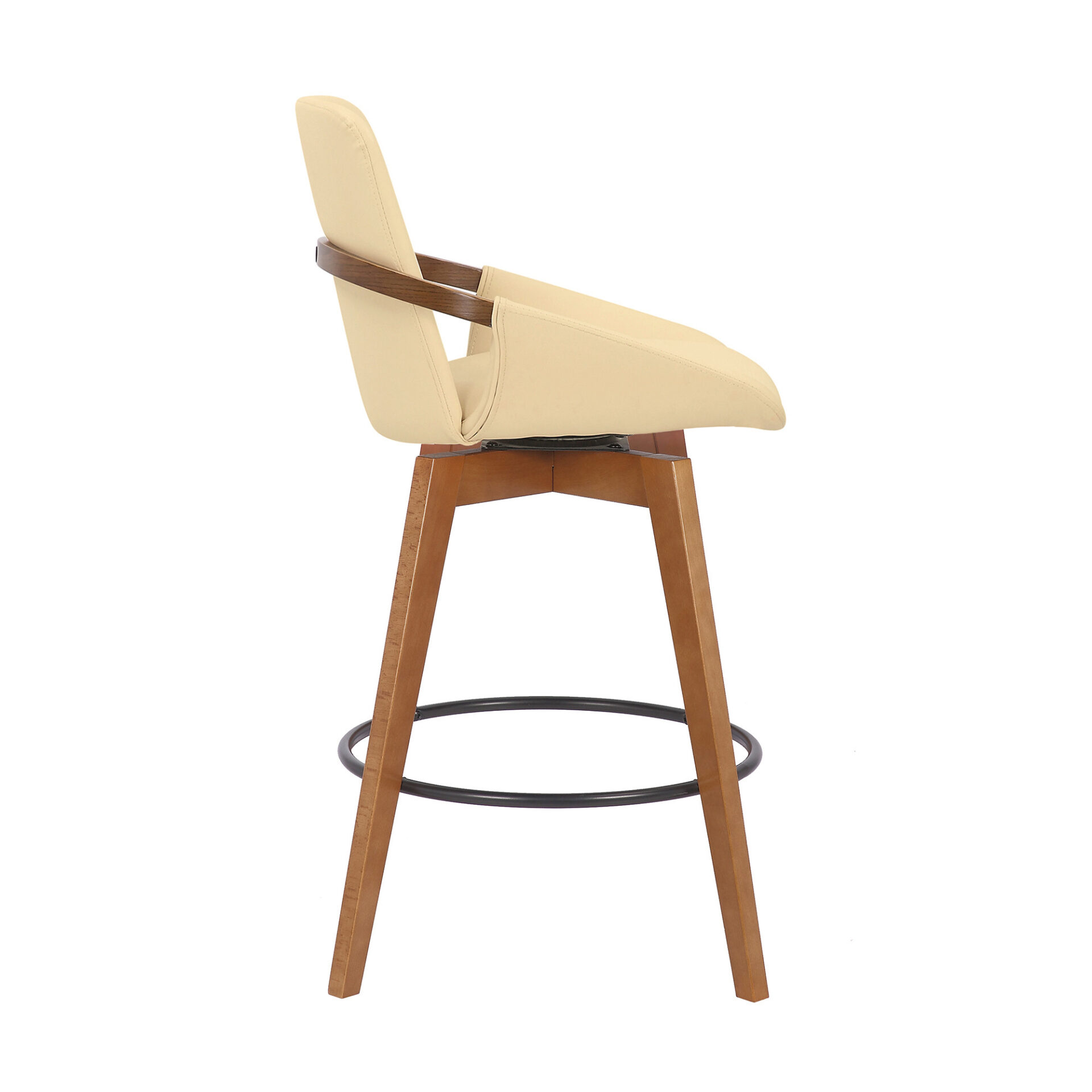 27-Inch Cream and Black Iron Swivel Counter Height Bar Stool 4 27-Inch Cream and Black Iron Swivel Counter Height Bar Stool - Image 4