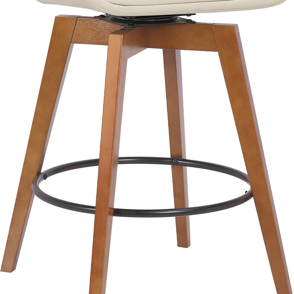 27-Inch Cream and Black Iron Swivel Counter Height Bar Stool 8 27-Inch Cream and Black Iron Swivel Counter Height Bar Stool - Image 8
